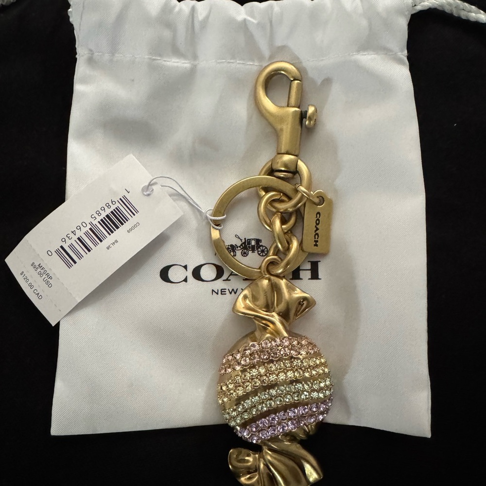 Coach Candy Bag Charm w/ Rainbow Pave Crystals